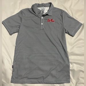 Ole Miss Boys Polo in navy stripe, brand new never worn
